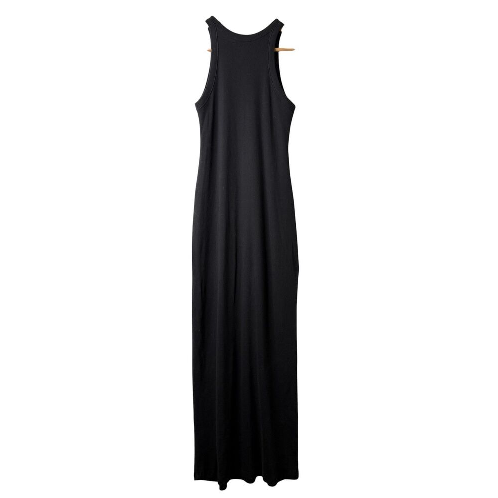 Buck Mason Surplus Rib Tank Maxi Dress XS Black Ribbed Cotton Minimalist Stretch - Picture 3 of 11